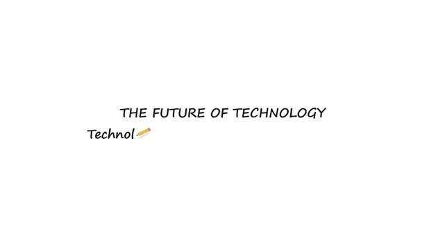 Minimalist typographic design featuring text elements related to the future of technology on white