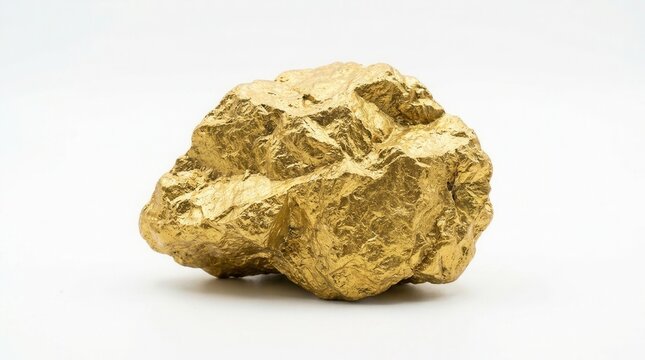 Imitation of a gold nugget on white background with a professional clipping path.