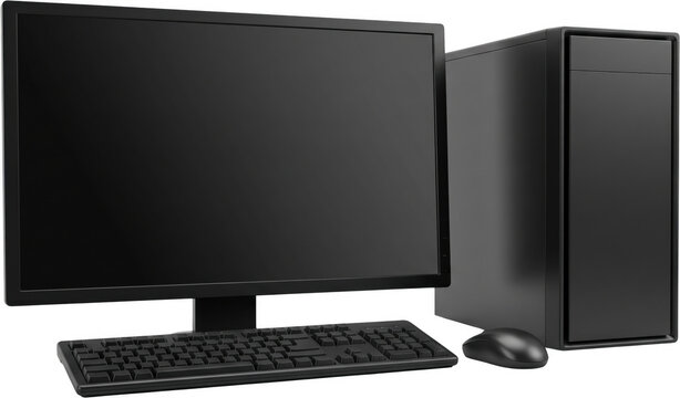 Modern desktop computer setup with monitor, keyboard and mouse