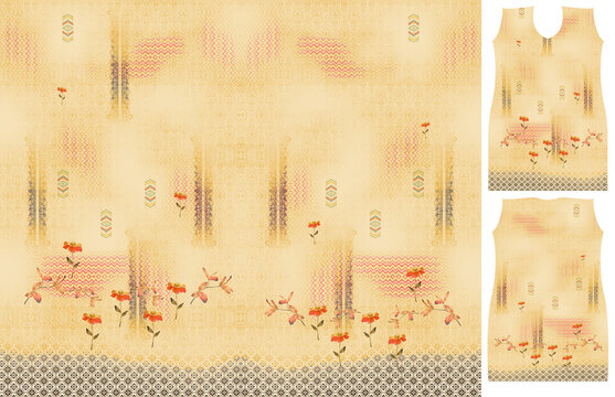 digital  Indian kurti design yellow color kurta  background-Illustration 