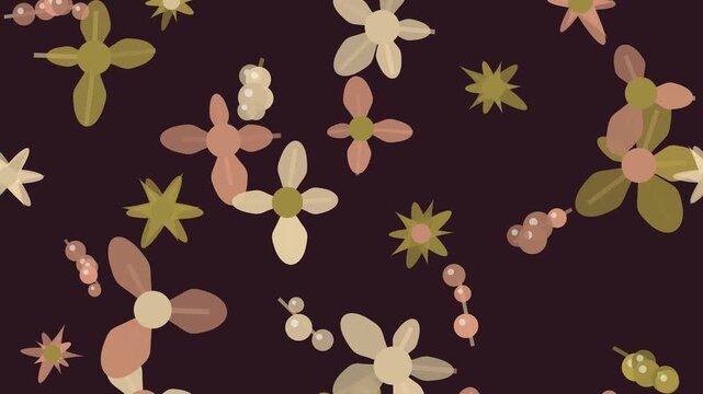 Boucle sans couture de fond anim&eacute; de fleurs flottantes orange