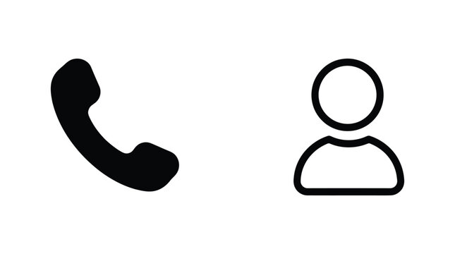 Phone receiver icon. User profile symbol. Caller identity sign. Contact pictogram for address book, hotline, business card, call log, dispatcher and telephony design.