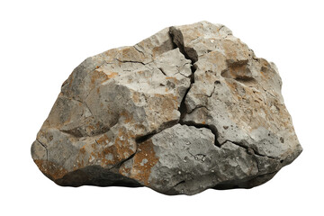 Obraz premium Large cracked gray stone boulder in a clean isolated composition