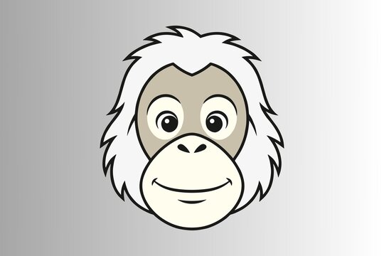 Cute Cartoon Gorilla Face Illustration with Friendly Expression