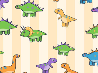 Kawaii T Rex And Triceratops Seamless Pattern © iushakovsky