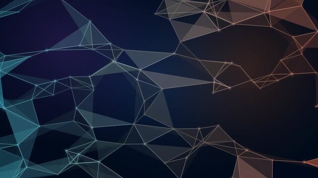 Ocean blue abstract low poly geometric mesh background, seamless loop