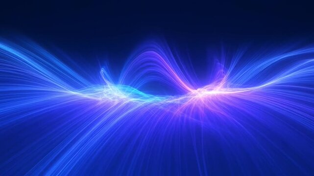 Abstract Energy Flow: A mesmerizing display of vibrant blue and purple light streaks, suggesting a powerful energy flow or cosmic phenomenon, creates a dynamic and futuristic backdrop.