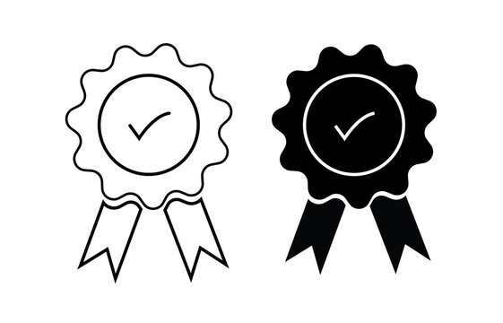 Badge icon set vector symbol in black filled and stroke