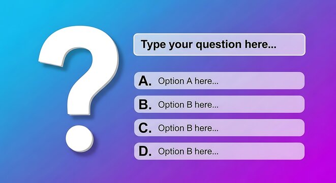 Quiz template with question and multiple choice options template education