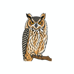 Obraz premium Close-up of a detailed owl perched on a branch in natural daylight