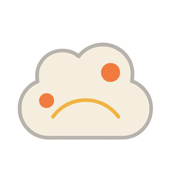 Sad cloud face icon isolated on transparent background
