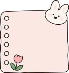 토끼와 튤립 핑크 메모 프레임 © Young