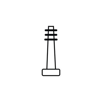 Industrial chimney tower icon for power plant emission with industrial emission pollution environment infrastructure engineering manufacturing facility structure technical construction