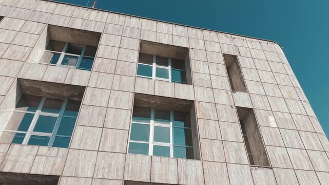Low-Angle of brutalist building in Suceava, Romania
