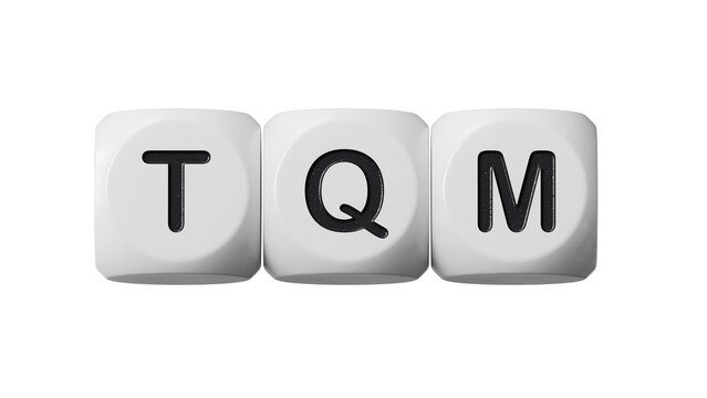TQM, TEXT on wooden dices.close up of wooden dice,Business Concept.Supports PNG files with transparent backgrounds.