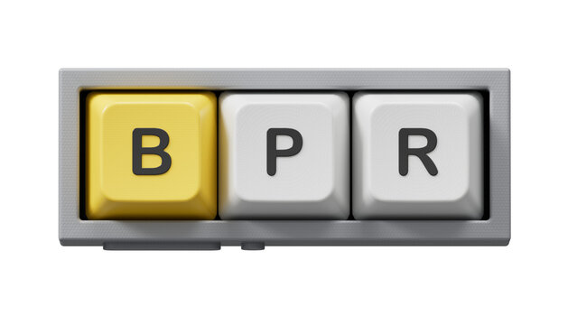 BPR - Business process reengineering - acronym on Computer keyboard keys. BPR , acronym on Computer keyboard keys.Business Concept.3D rendering  clipping path.