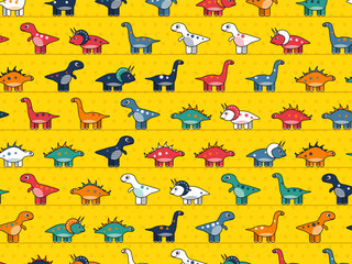 Fototapeta premium Funny Dino Friends With Eggs And Footprints