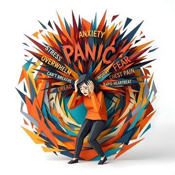 Panic attack illustration in papperfold 