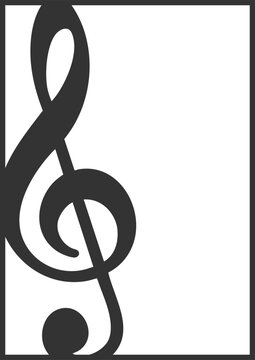 Classic treble clef musical note minimal graphic vector illustration black and white music art poster background design