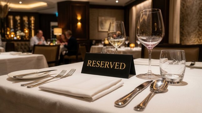 Fine dining restaurant service with a reserved table set