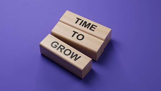 Time to Grow symbol. Concept word Time to Grow on wooden blocks. Business and Time to Grow concept. Copy space. Conceptual photo.3D rendering