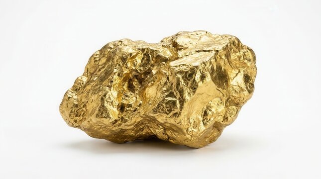 Gold nugget imitation on a white background, including clipping path.