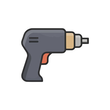 Flat icon of a cordless drill