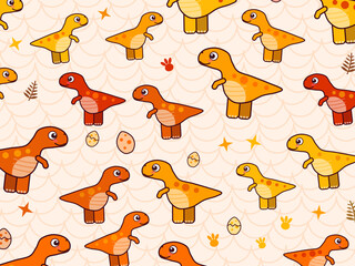 Colorful Prehistoric Dinosaurs Childrens Wallpaper Design © iushakovsky