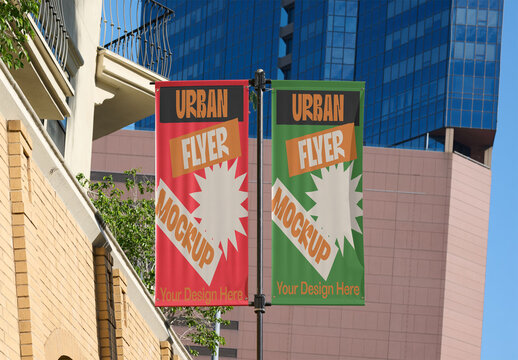 Mockup Template of Pole Flag Banner