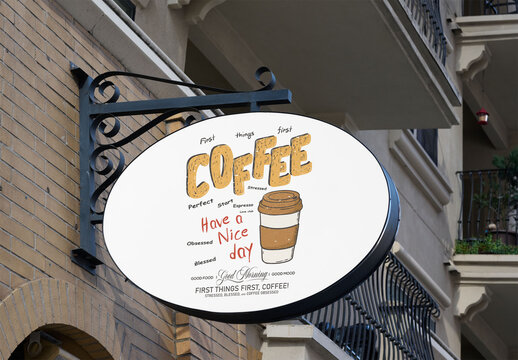 Mockup Template of Hanging Shop Sign