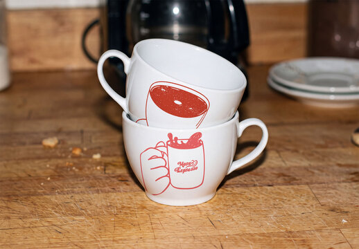 Mockup Template of Stacked Coffee Mug