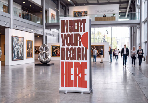 Mockup Template of Roll Up Banner Stand