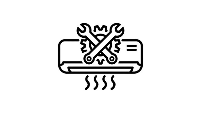 Air conditioner repair icon with wrench and gear symbol