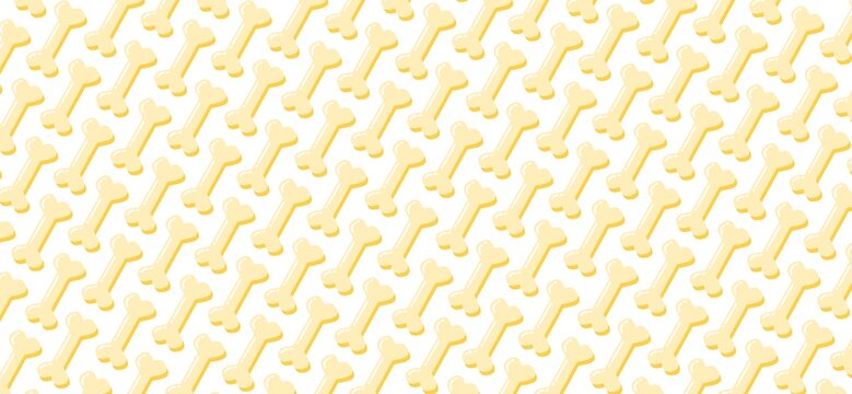 Dog Bone Seamless Pattern. Cute Yellow Bones Background