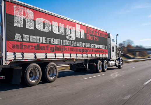 Mockup Template of Semi Truck Trailer
