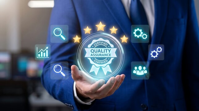 Quality Assurance Certification and Customer Satisfaction Business Concept
Title 2: Industrial Quality Control and ISO Standard Service System Technology
