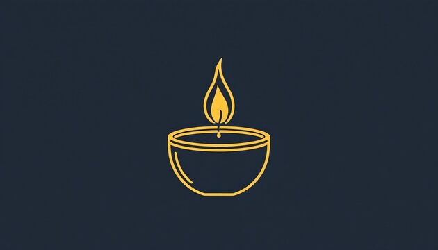 The image features a simple, minimalist illustration of a lit candle on a dark background