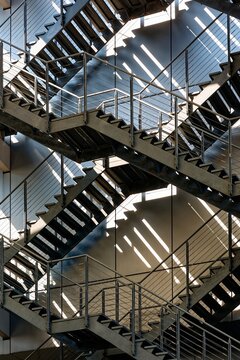 Staircase shade shadow lighting Metalwork structure Modern building Industrial Architecture details 