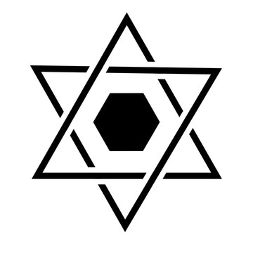 Hexagram star outline with hexagon center flat icon
