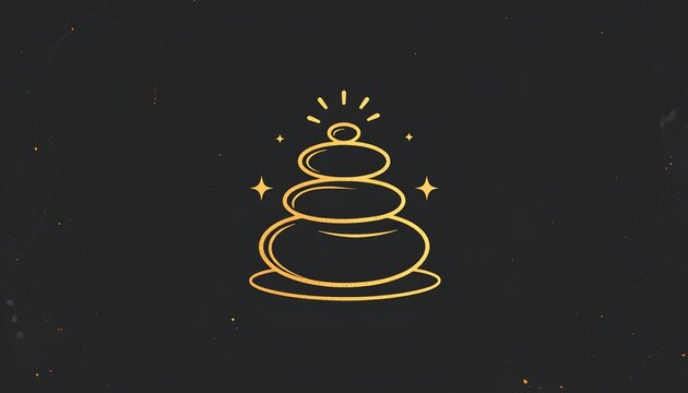 The image features a simple, stylized illustration of a stacked arrangement of rounded shapes resembling stones or pebbles, arranged in decreasing size from bottom to top