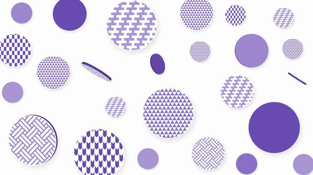 Japanese Yagasuri Uroko Pattern Coin Wisteria Purple Random Flip Seamless Loop Horizontal 4K