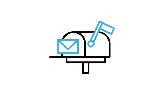 Open mail box icon animation. Mailbox or post box with receiving E-mail, envelope, newsletter to send message, read, inbox for app and website animation video. Motion graphics with alpha channel