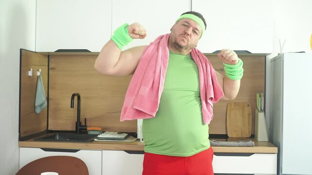 Depressed overweight man touching belly fat, physical inactivity, insecurities