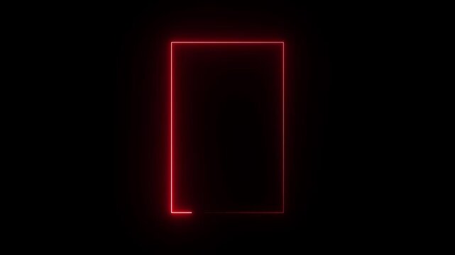Red color neon rectangle frame illustration. Rectangle photo frame. Abstract Neon Rectangle Shape.4k animation