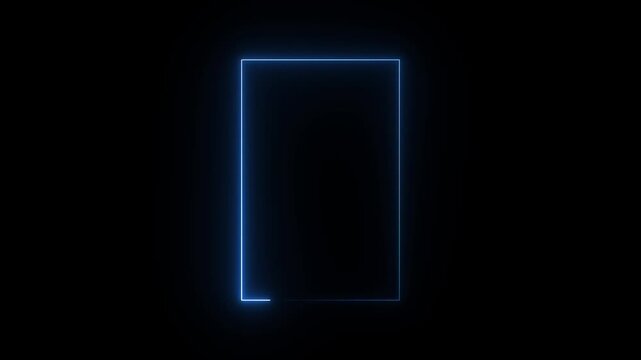 Blue color neon rectangle frame illustration. Rectangle photo frame. Abstract Neon Rectangle Shape.4k