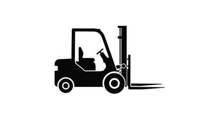 Forklift Silhouette Against A White Background Industrial Vehicle Outline © Tamim