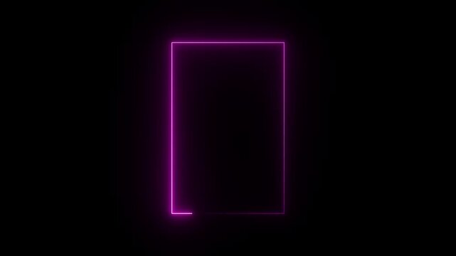 Pink color neon rectangle frame illustration. Rectangle photo frame. Abstract Neon Rectangle Shape.4k animation video 
