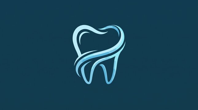 Stylized blue tooth logo with flowing lines representing clean and healthy teeth.