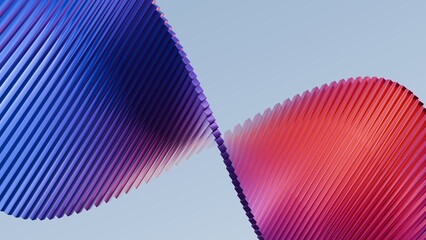 Plakat Abstract blue and red 3D geometric twisted wave pattern background. Ideal for modern tech web headers, corporate presentations, digital art posters, and creative book covers
