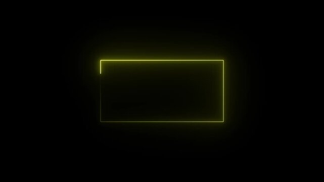 Square Purple neon light on a transparent background. Neon frame for your design. Abstract neon glowing line frame, rectangle frame animated moving led light screen box projection 3d rendering,